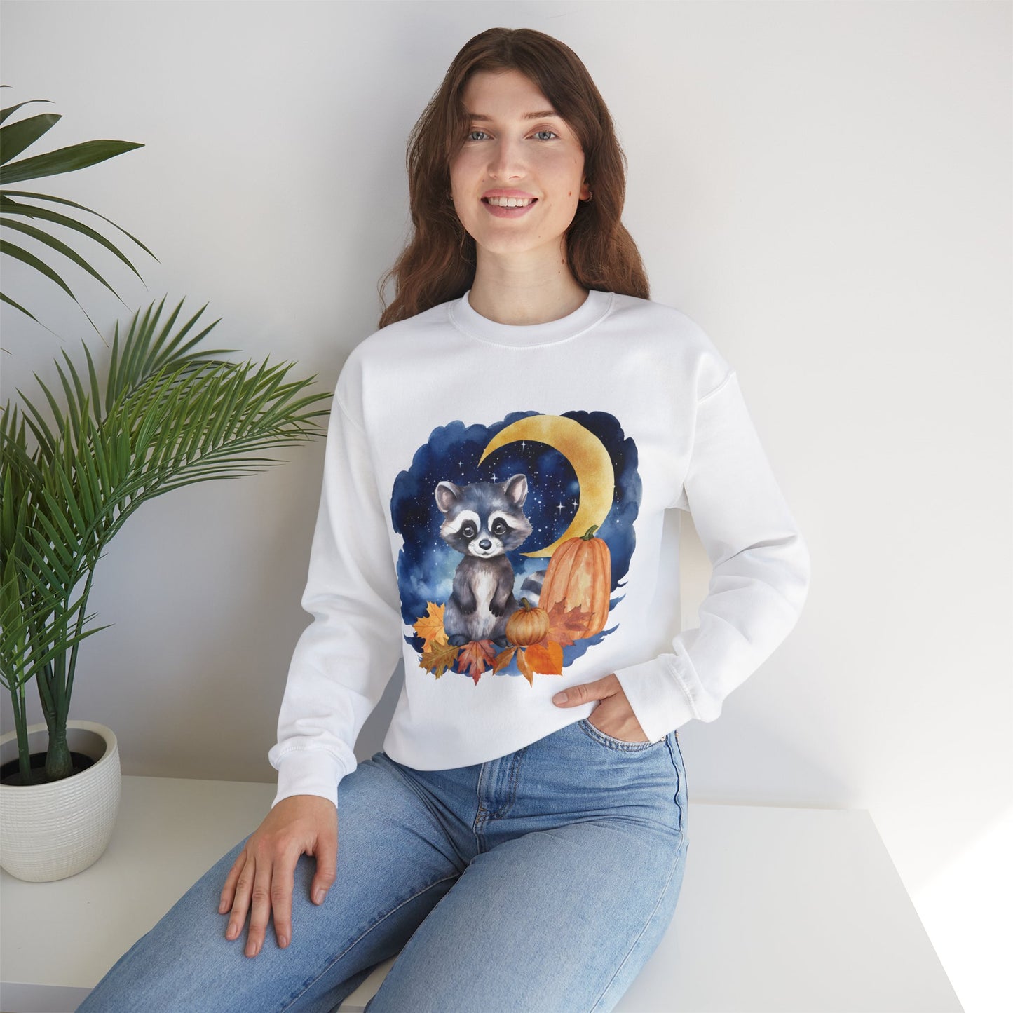 Little Raccoon and the Moon Fox Sweatshirt, Woodland Fall Shirt, Moon Sweatshirt, Pumpkin Sweatshirt, Fox and Moon Sweatshirt, Woodland Animal Shirt