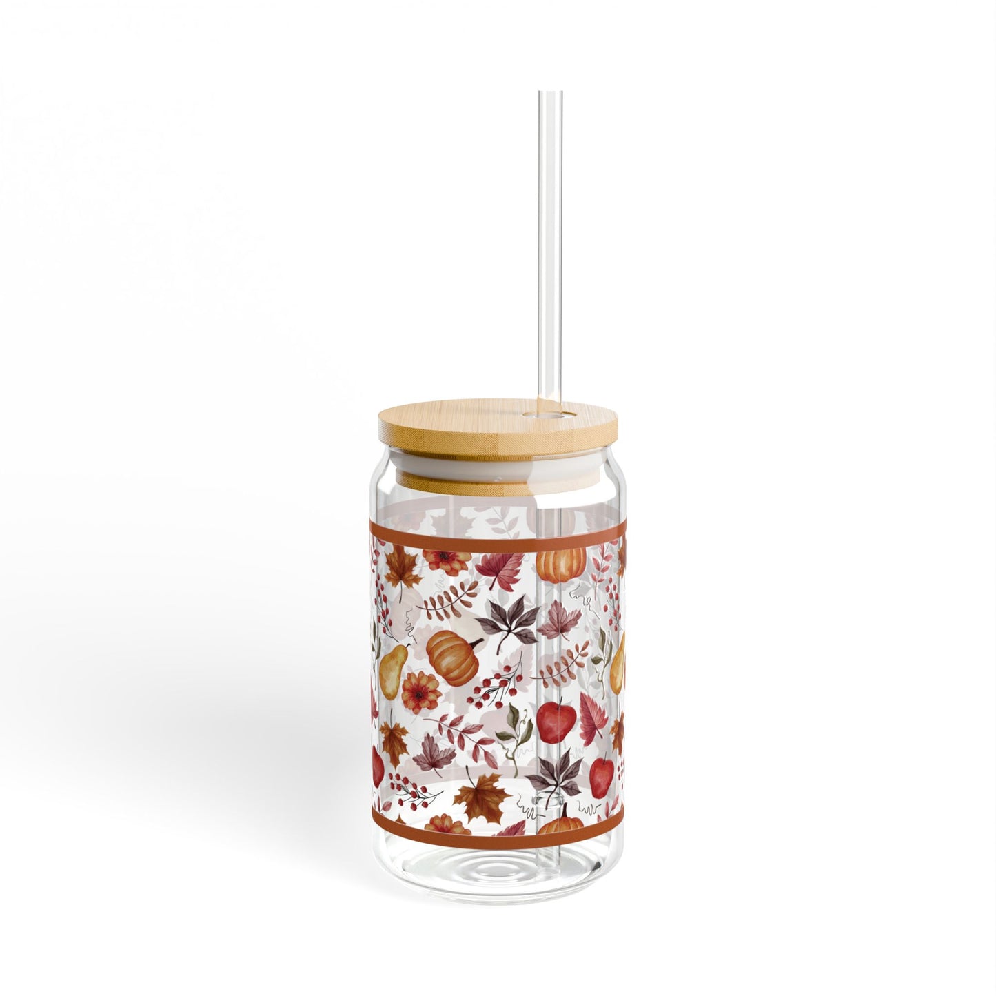 Fall Pumpkins and Leaves Sipper Glass