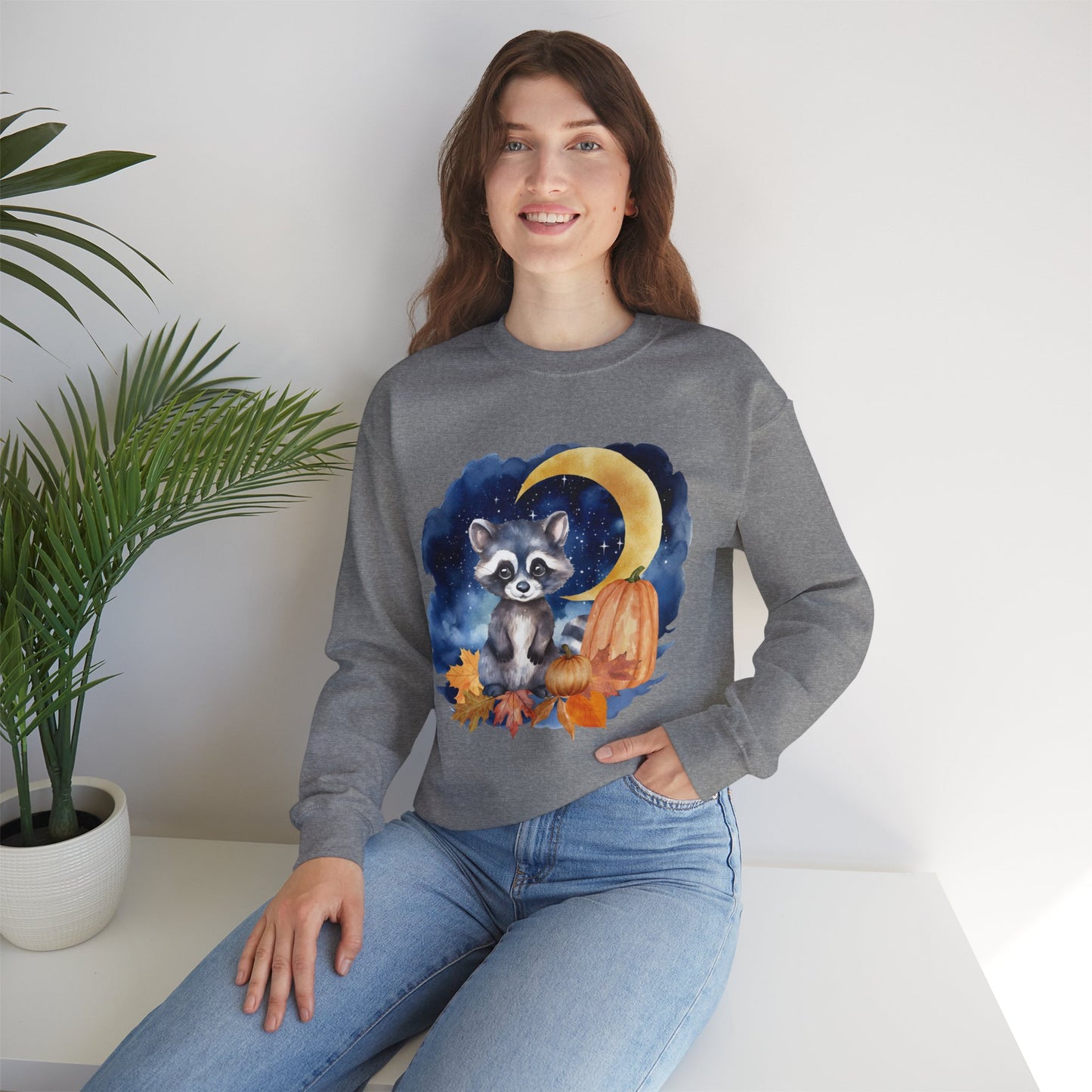 Little Raccoon and the Moon Fox Sweatshirt, Woodland Fall Shirt, Moon Sweatshirt, Pumpkin Sweatshirt, Fox and Moon Sweatshirt, Woodland Animal Shirt