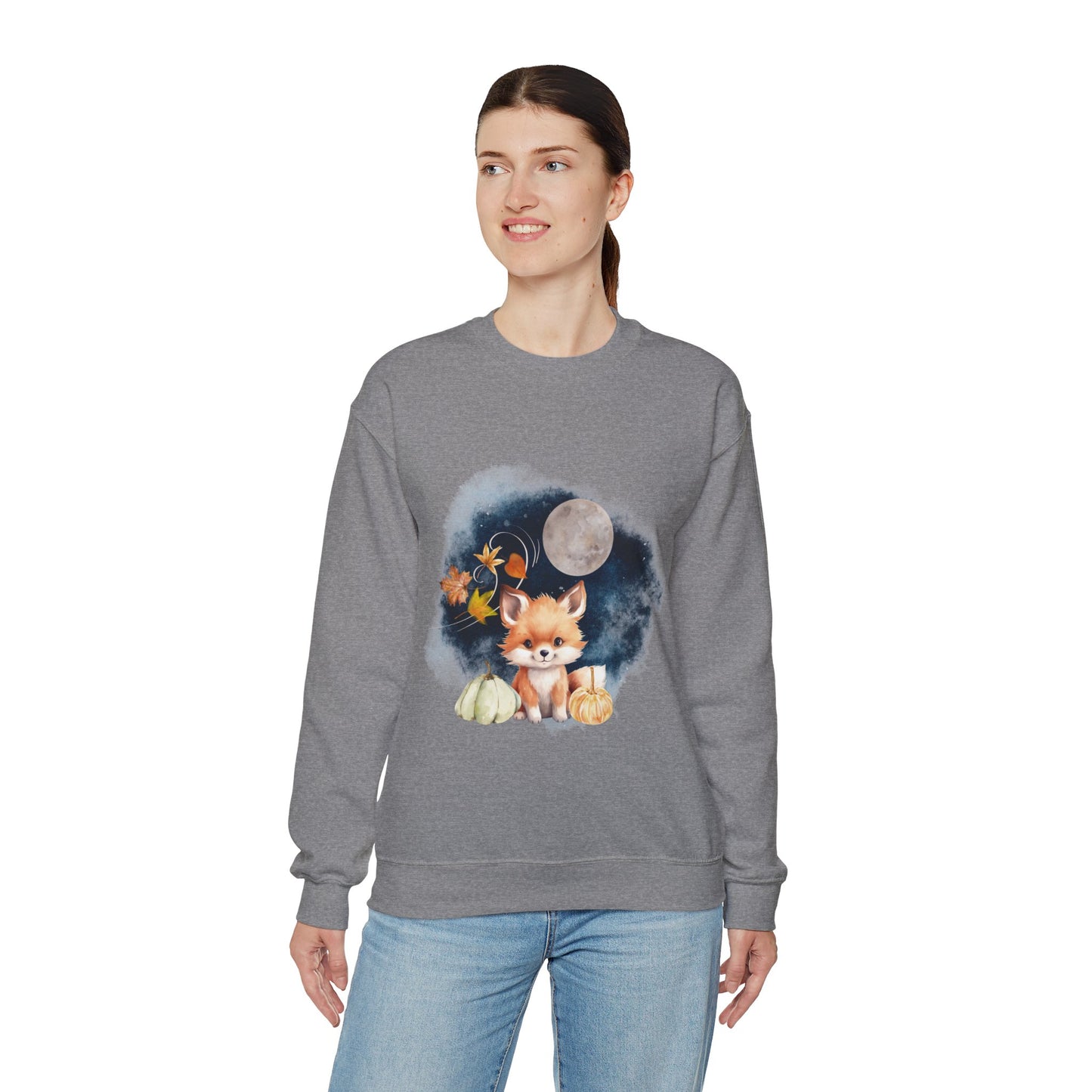 Little Fall Fox Sweatshirt, Woodland Fall Shirt, Moon Sweatshirt, Pumpkin Sweatshirt, Fox and Moon Sweatshirt, Woodland Animal Shirt