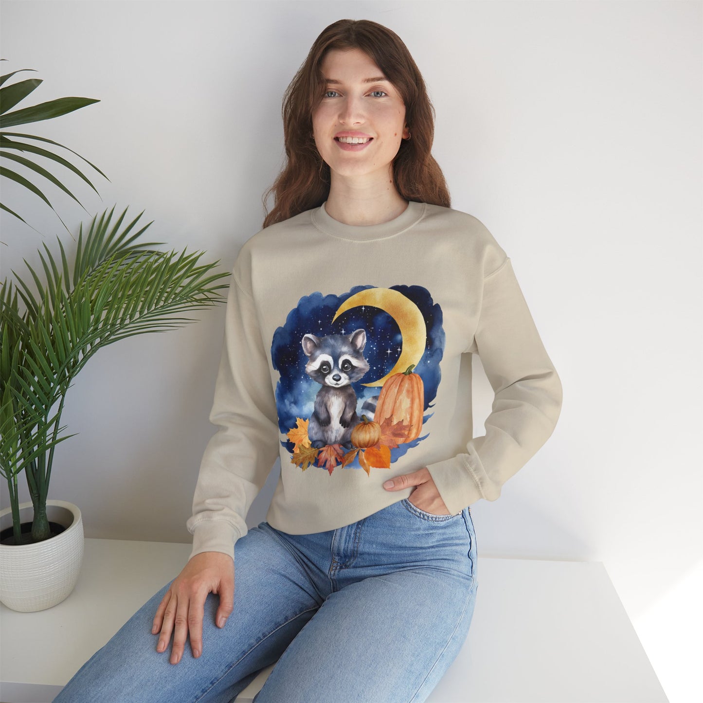 Little Raccoon and the Moon Fox Sweatshirt, Woodland Fall Shirt, Moon Sweatshirt, Pumpkin Sweatshirt, Fox and Moon Sweatshirt, Woodland Animal Shirt