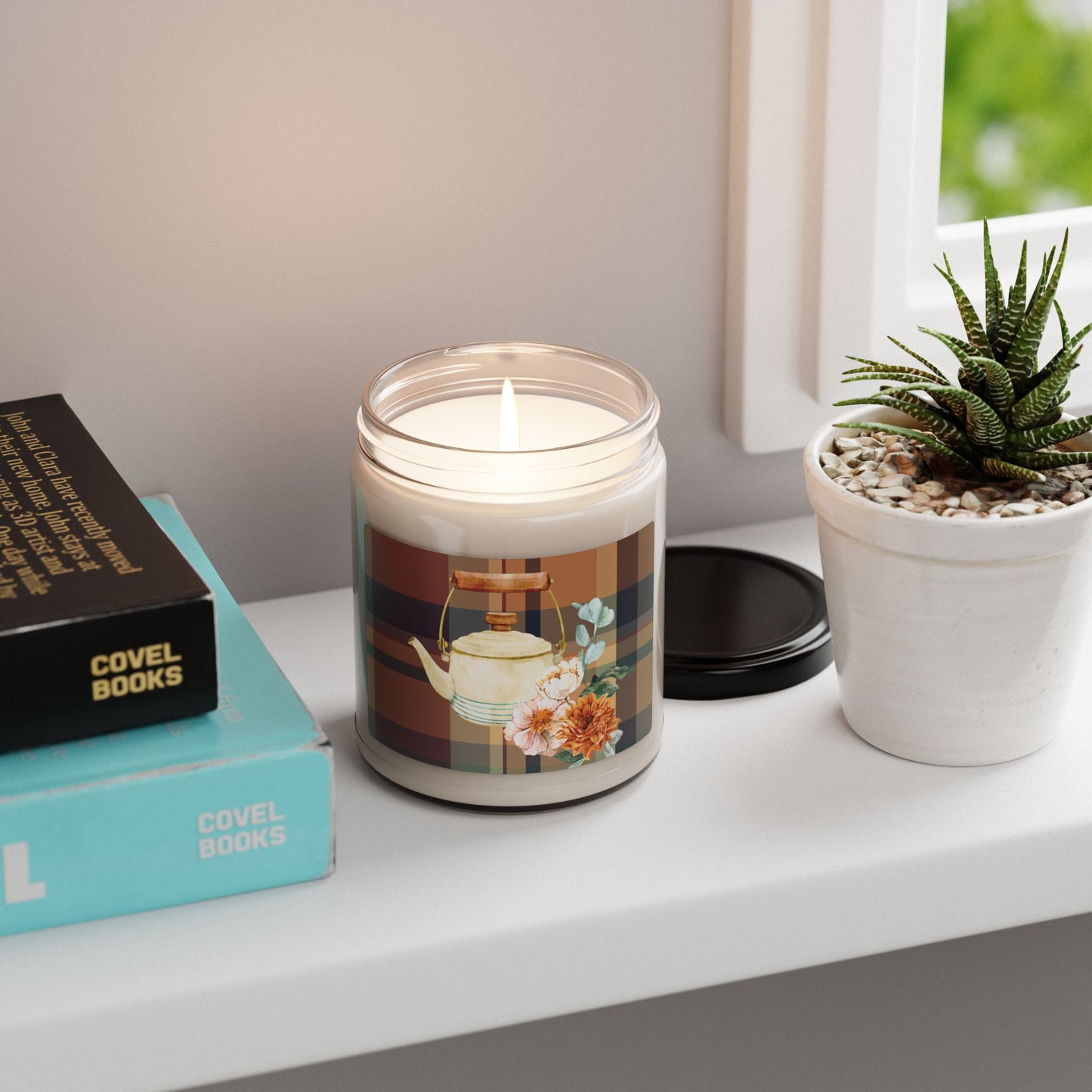 Floral Tea Kettle Cinnamon, Vanilla Soy Candle - 9oz