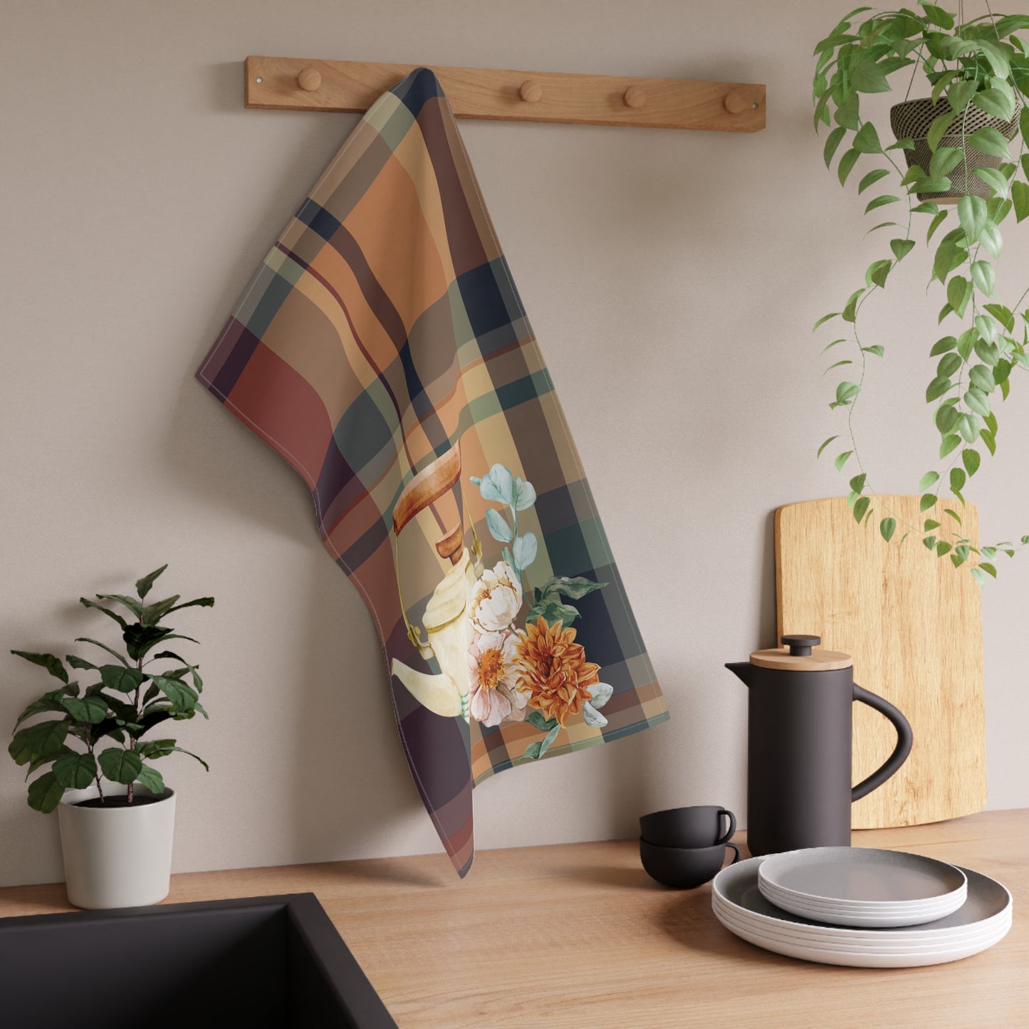 Fall Plaid Tea Kettle Cook's Tea Towel