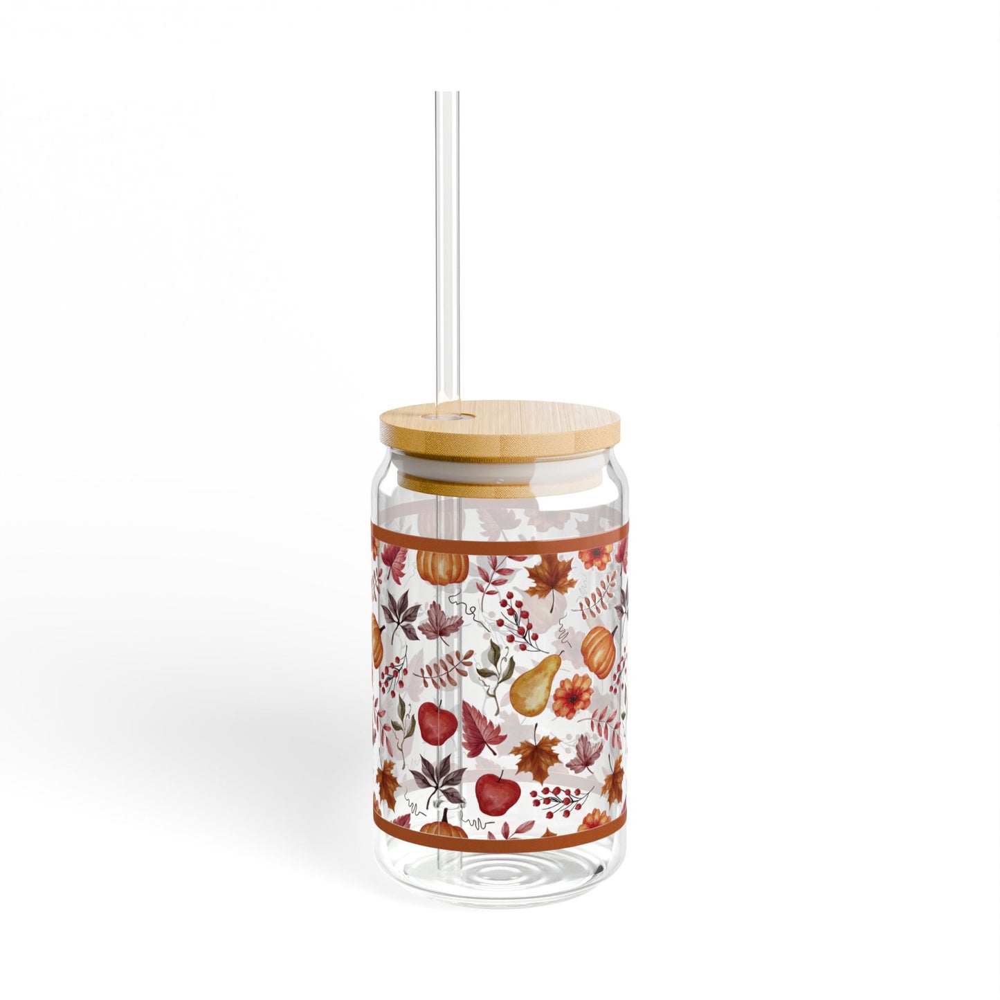 Fall Pumpkins and Leaves Sipper Glass