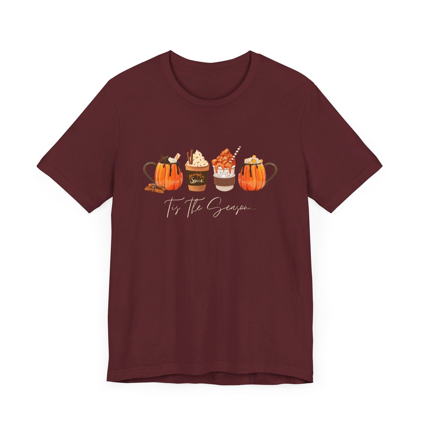 Maroon Fall Latte Coffee Shirt, Tis The Season Pumpkin Spice Latte T-Shirt, Fall Shirt, Autumn Lover Gift