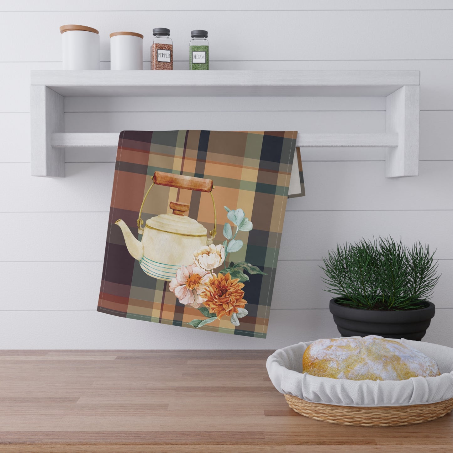 Fall Plaid Tea Kettle Cook's Tea Towel