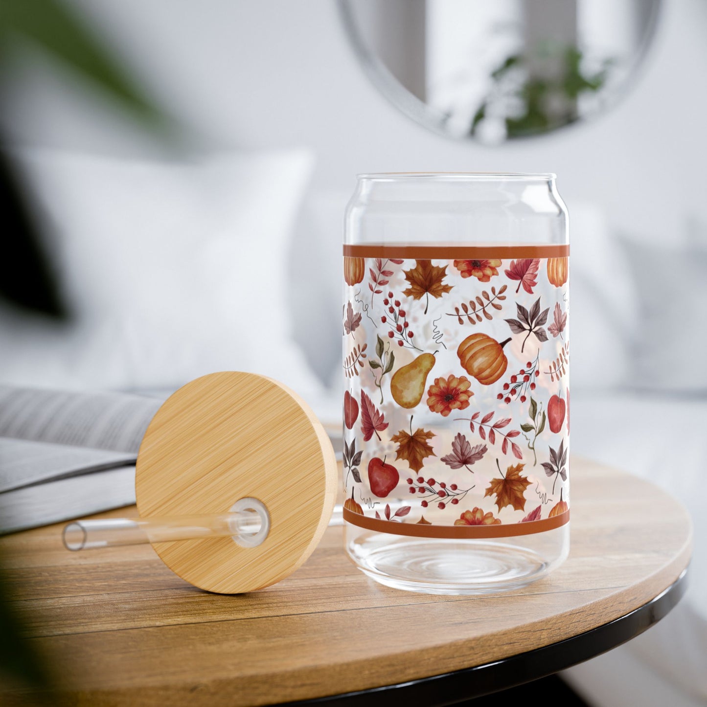 Fall Pumpkins and Leaves Sipper Glass