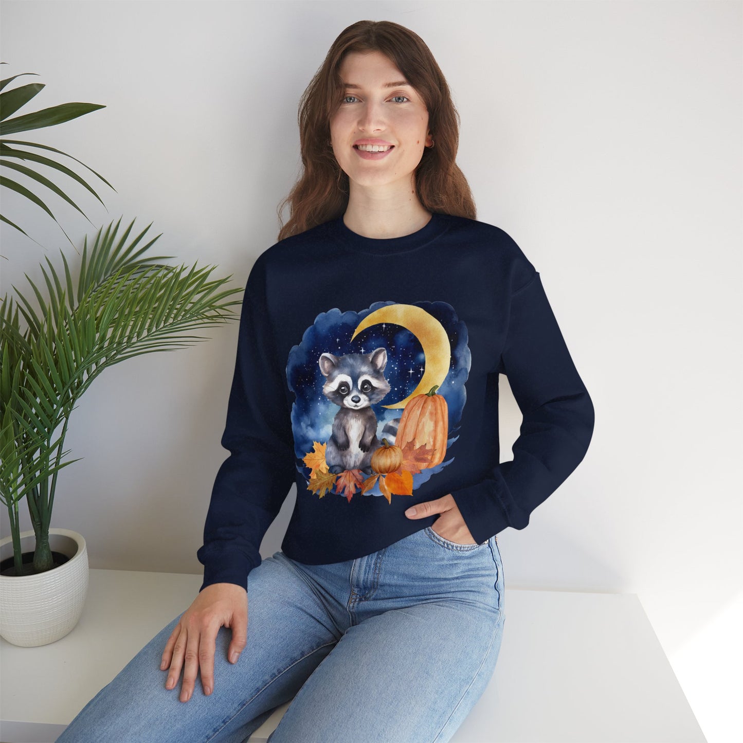 Little Raccoon and the Moon Fox Sweatshirt, Woodland Fall Shirt, Moon Sweatshirt, Pumpkin Sweatshirt, Fox and Moon Sweatshirt, Woodland Animal Shirt