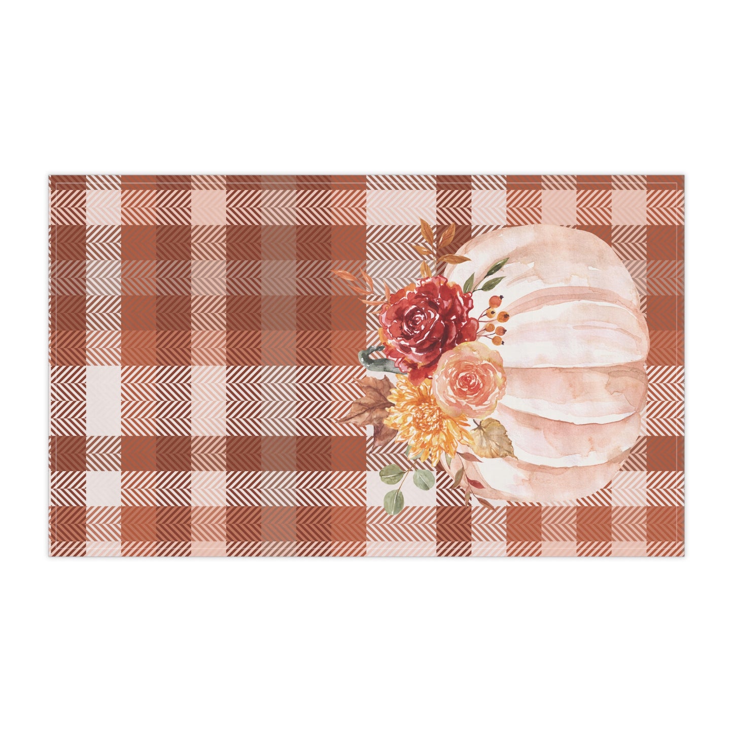 Cottage Fall Plaid Pumpkin Tea Towel