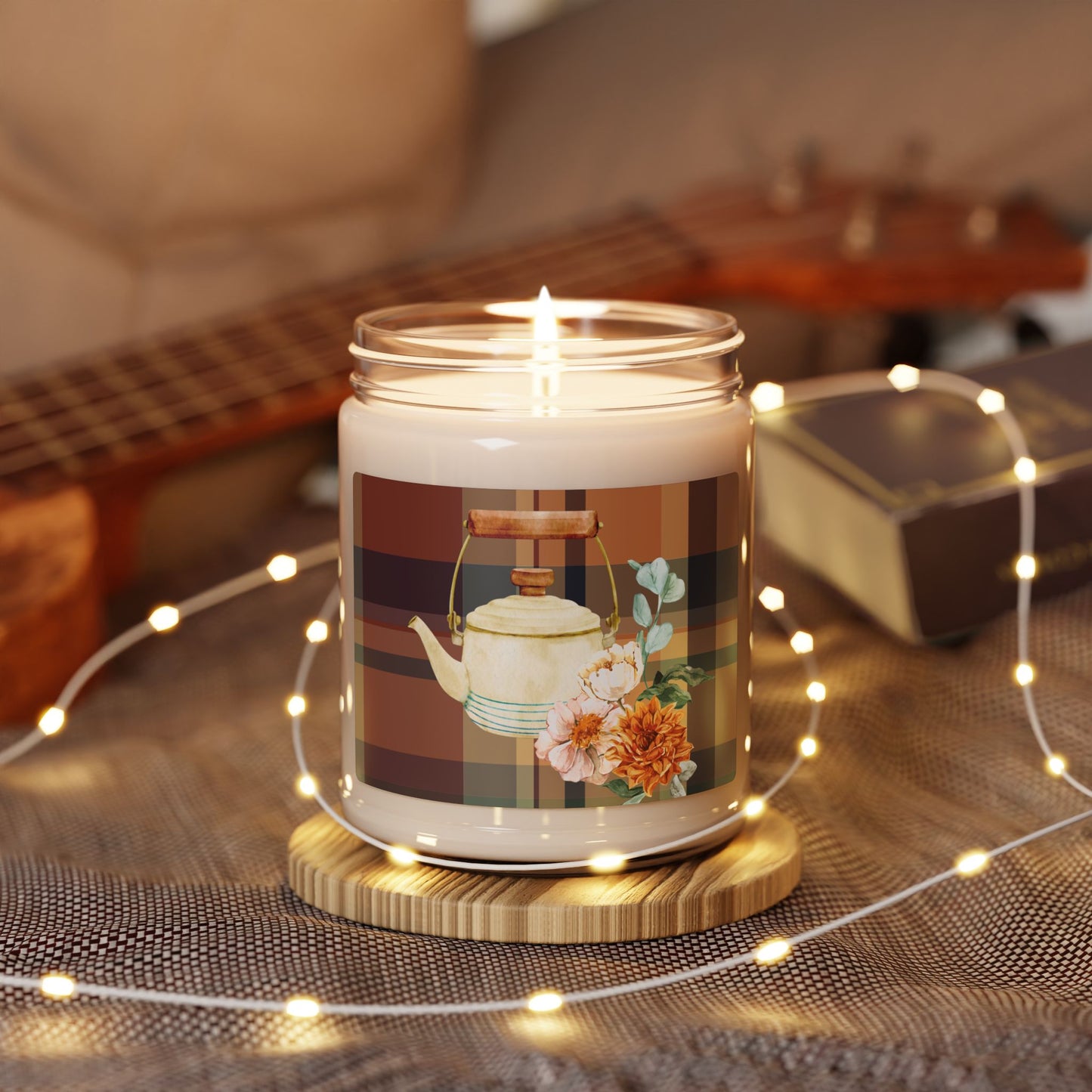 Floral Tea Kettle Cinnamon, Vanilla Soy Candle - 9oz