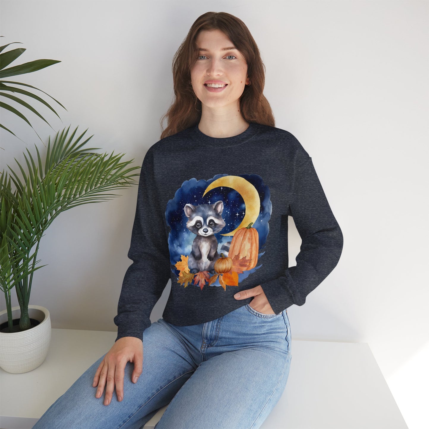 Little Raccoon and the Moon Fox Sweatshirt, Woodland Fall Shirt, Moon Sweatshirt, Pumpkin Sweatshirt, Fox and Moon Sweatshirt, Woodland Animal Shirt