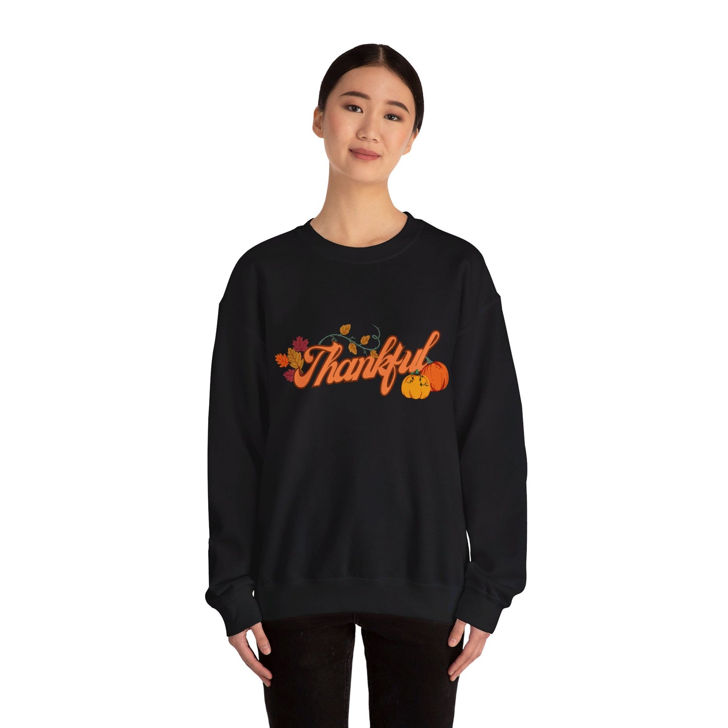 Fall Thankful Sweatshirt, Pumpkins and Leaves Crewneck, Fall Lover Sweatshirt, Autumn Thanksgiving Sweater