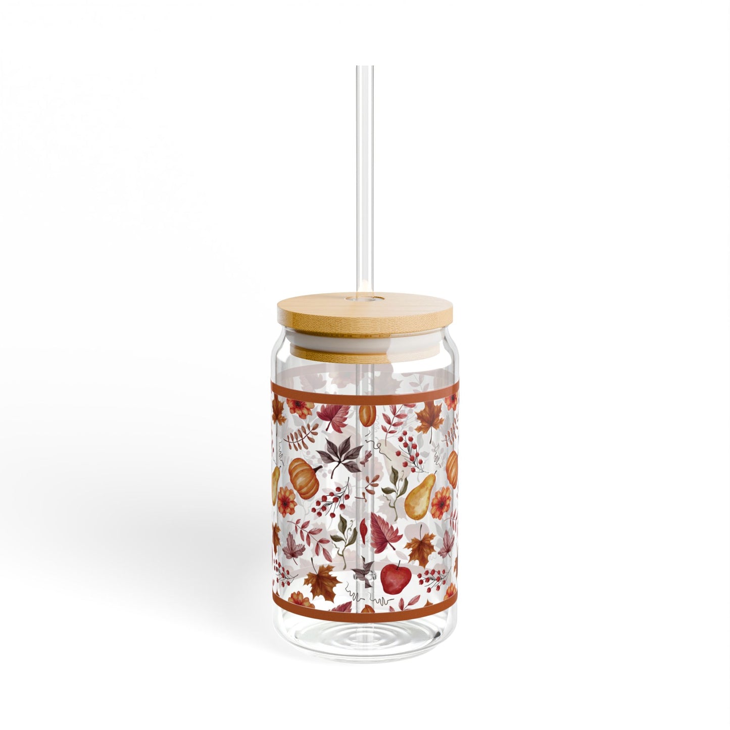 Fall Pumpkins and Leaves Sipper Glass