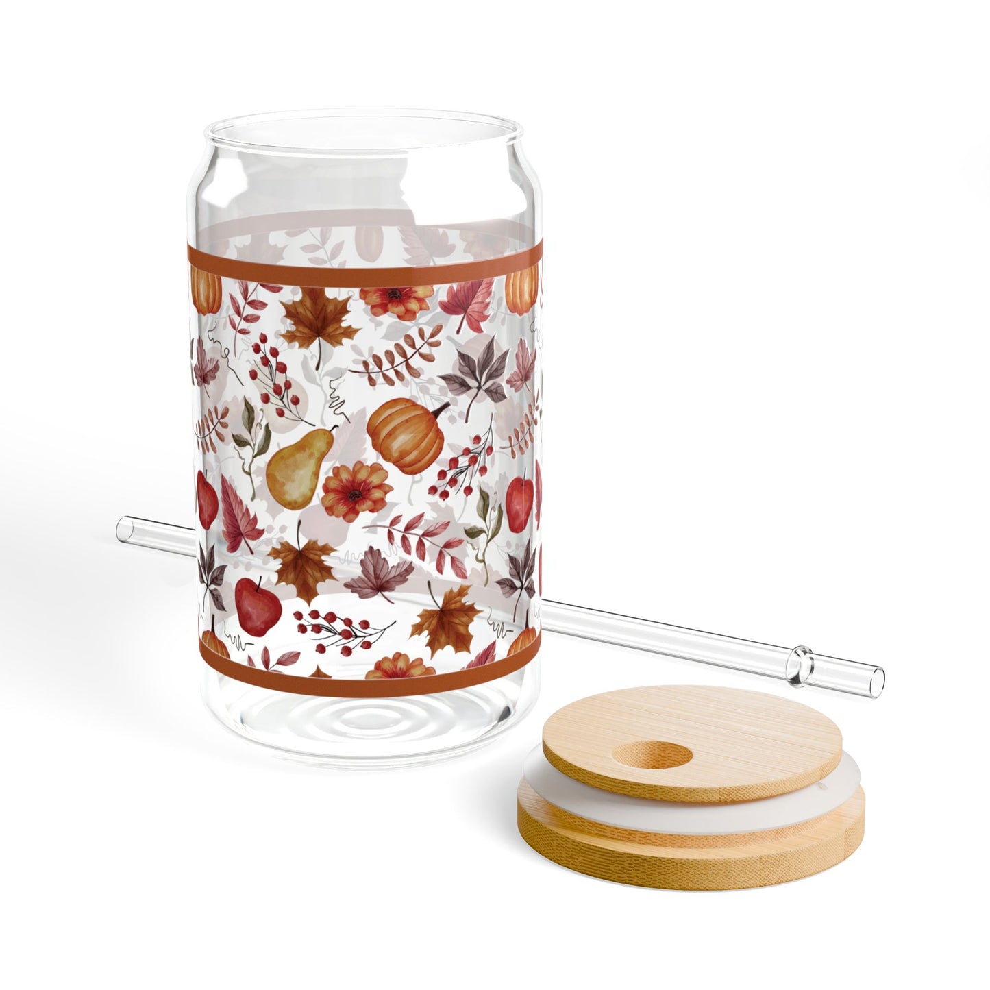 Fall Pumpkins and Leaves Sipper Glass