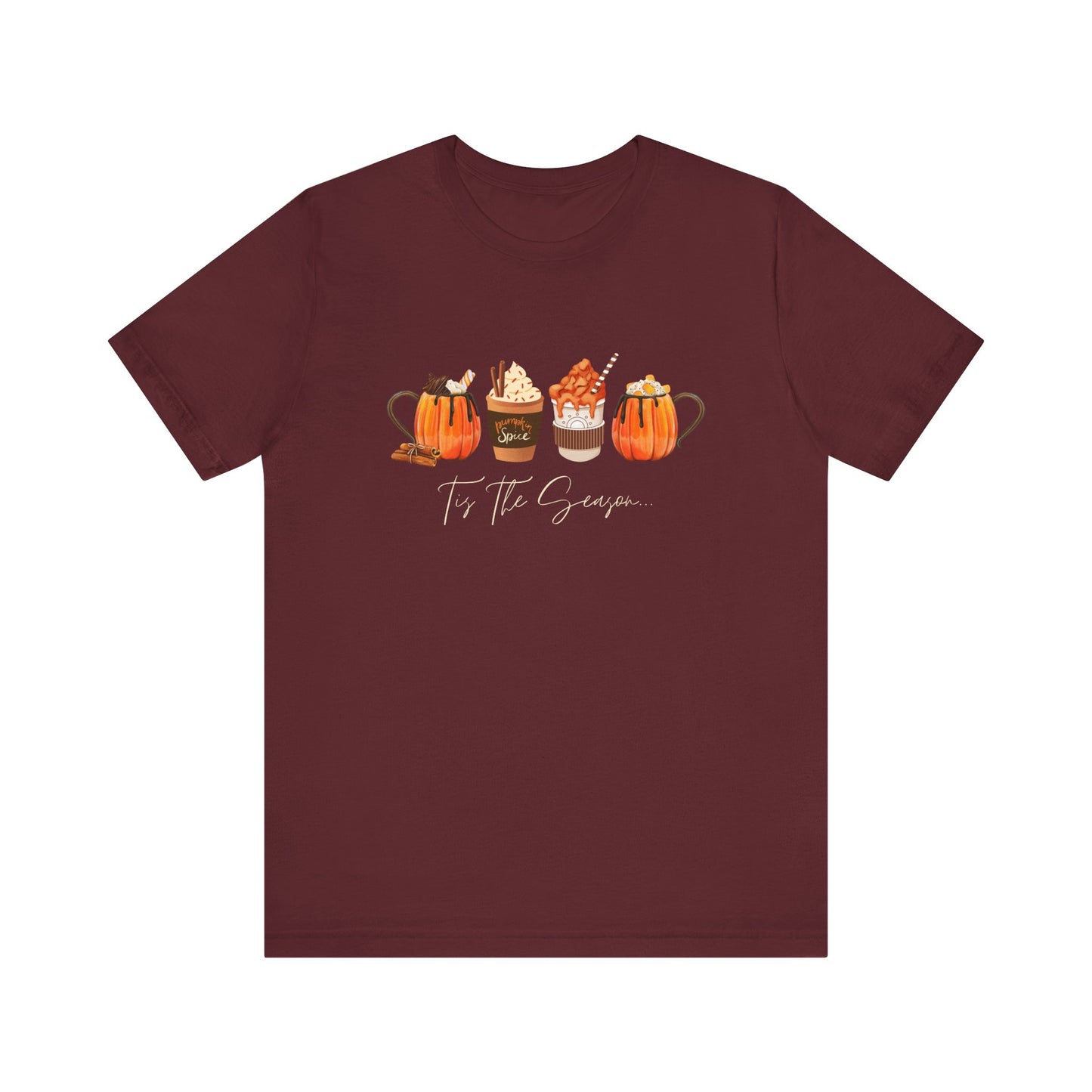 Maroon Fall Latte Coffee Shirt, Tis The Season Pumpkin Spice Latte T-Shirt, Fall Shirt, Autumn Lover Gift