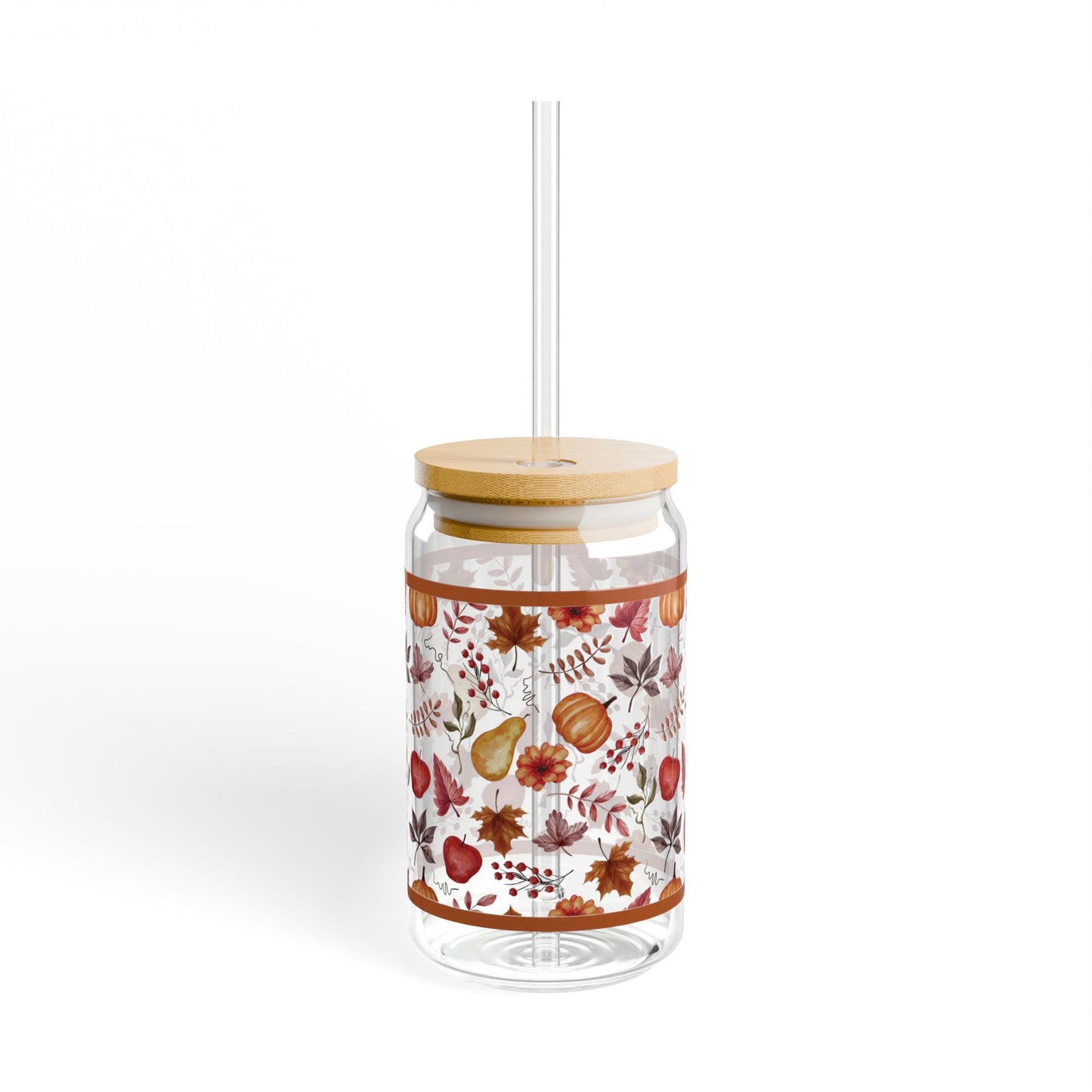 Fall Pumpkins and Leaves Sipper Glass