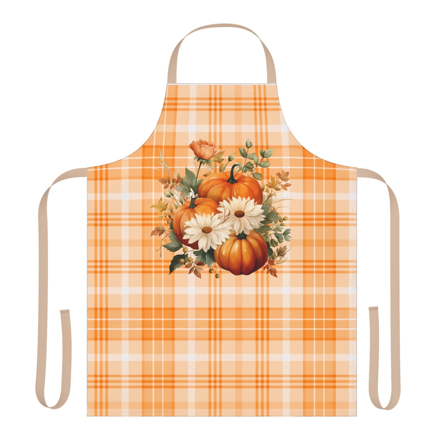 Autumn Time Orange Pumpkin and Flower Apron