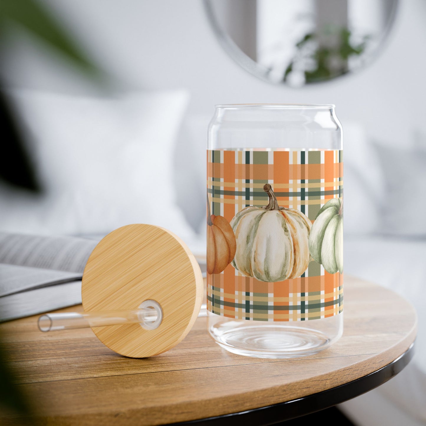 Pumpkins and Plaid Sipper Glass