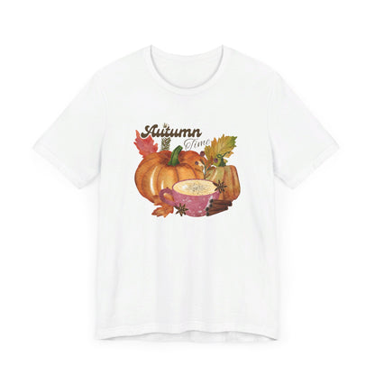Heather Peach Autumn Time Fall T-Shirt, Pumpkins Leaves Shirt, Fall Coffee Shirt, Fall Lover Gift