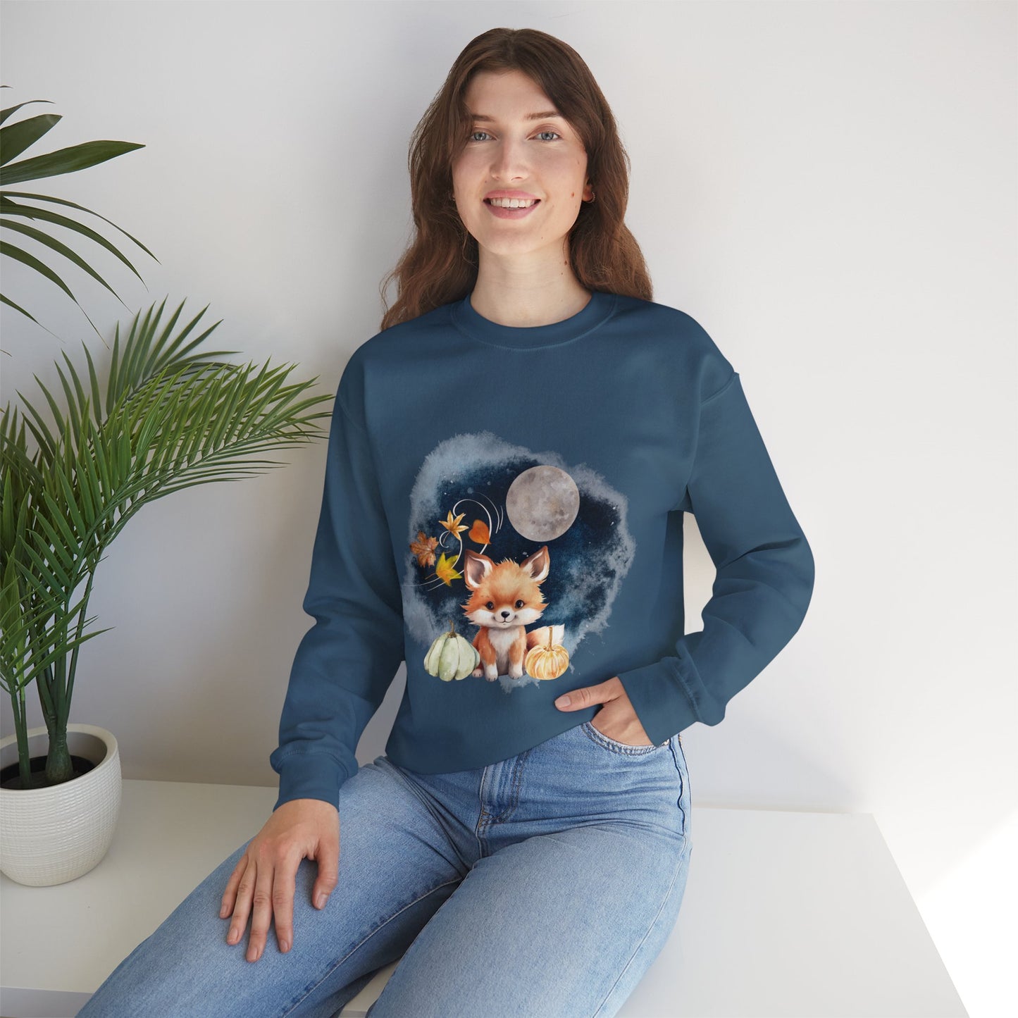 Little Fall Fox Sweatshirt, Woodland Fall Shirt, Moon Sweatshirt, Pumpkin Sweatshirt, Fox and Moon Sweatshirt, Woodland Animal Shirt