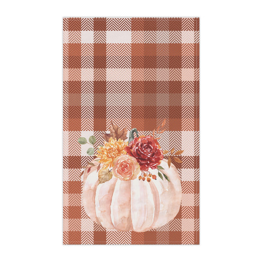 Cottage Fall Plaid Pumpkin Tea Towel