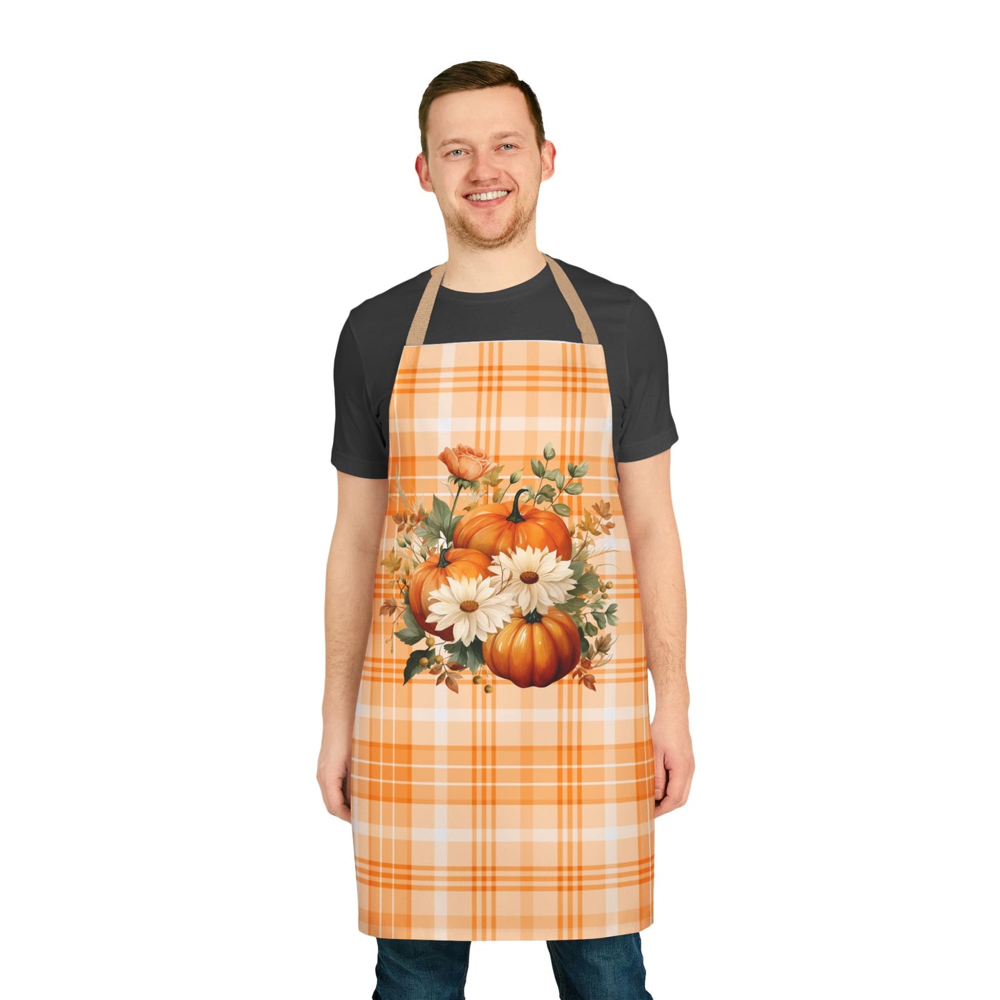 Autumn Time Orange Pumpkin and Flower Apron