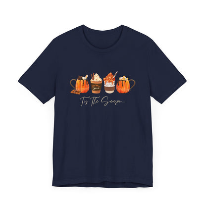 Navy Blue Fall Latte Coffee Shirt, Tis The Season Pumpkin Spice Latte T-Shirt, Fall Shirt, Autumn Lover Gift