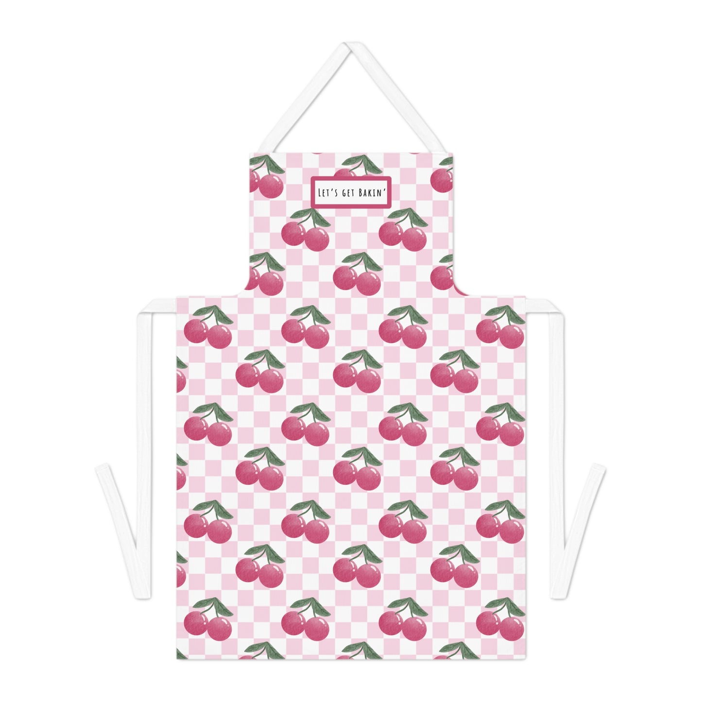 Let's Get Bakin' Cherry Checkered Cotton Apron