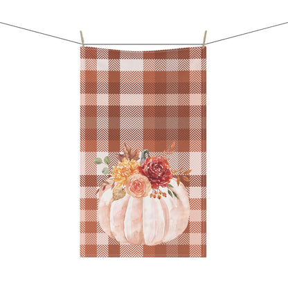 Cottage Fall Plaid Pumpkin Tea Towel