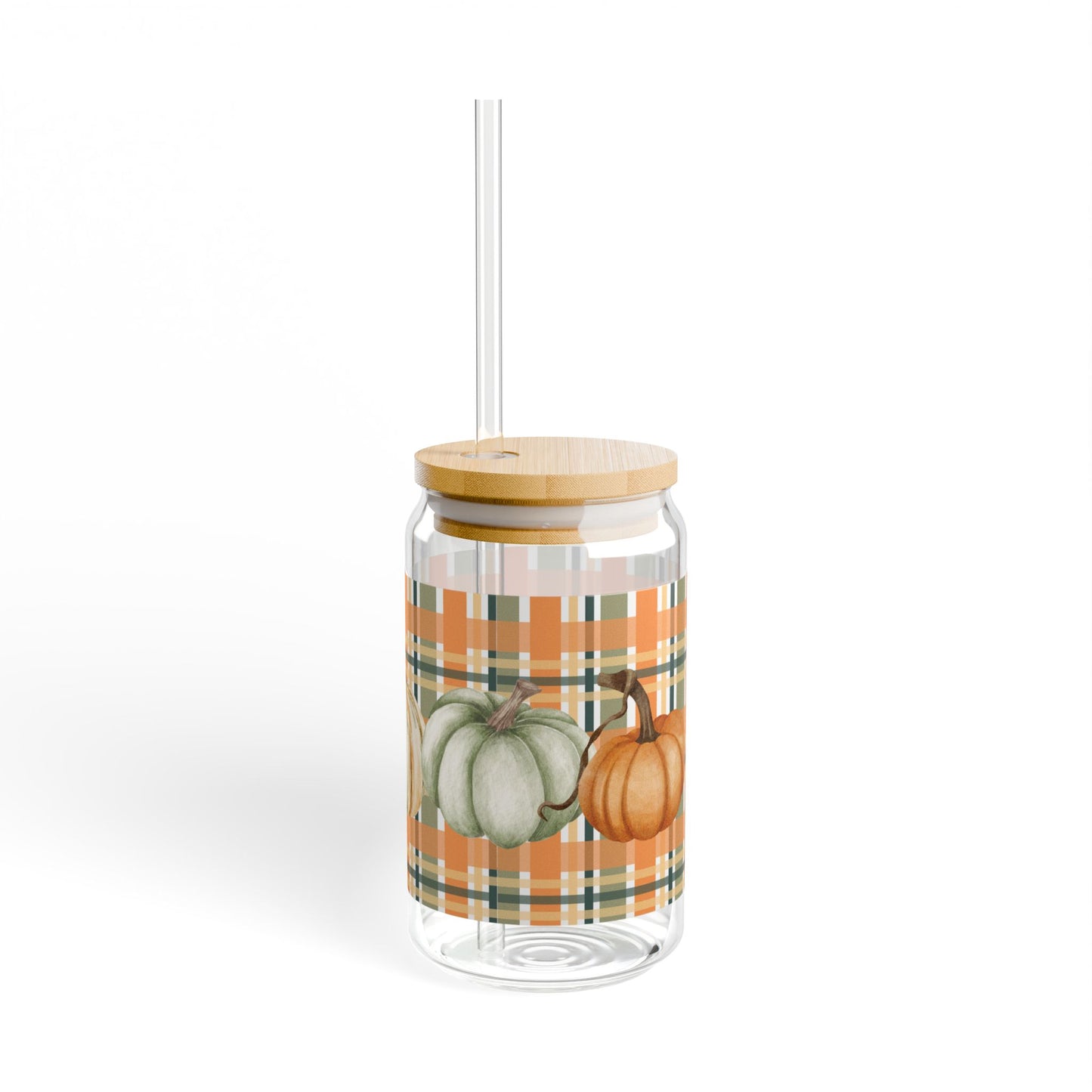 Pumpkins and Plaid Sipper Glass