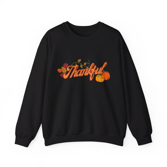 Fall Thankful Sweatshirt, Pumpkins and Leaves Crewneck, Fall Lover Sweatshirt, Autumn Thanksgiving Sweater