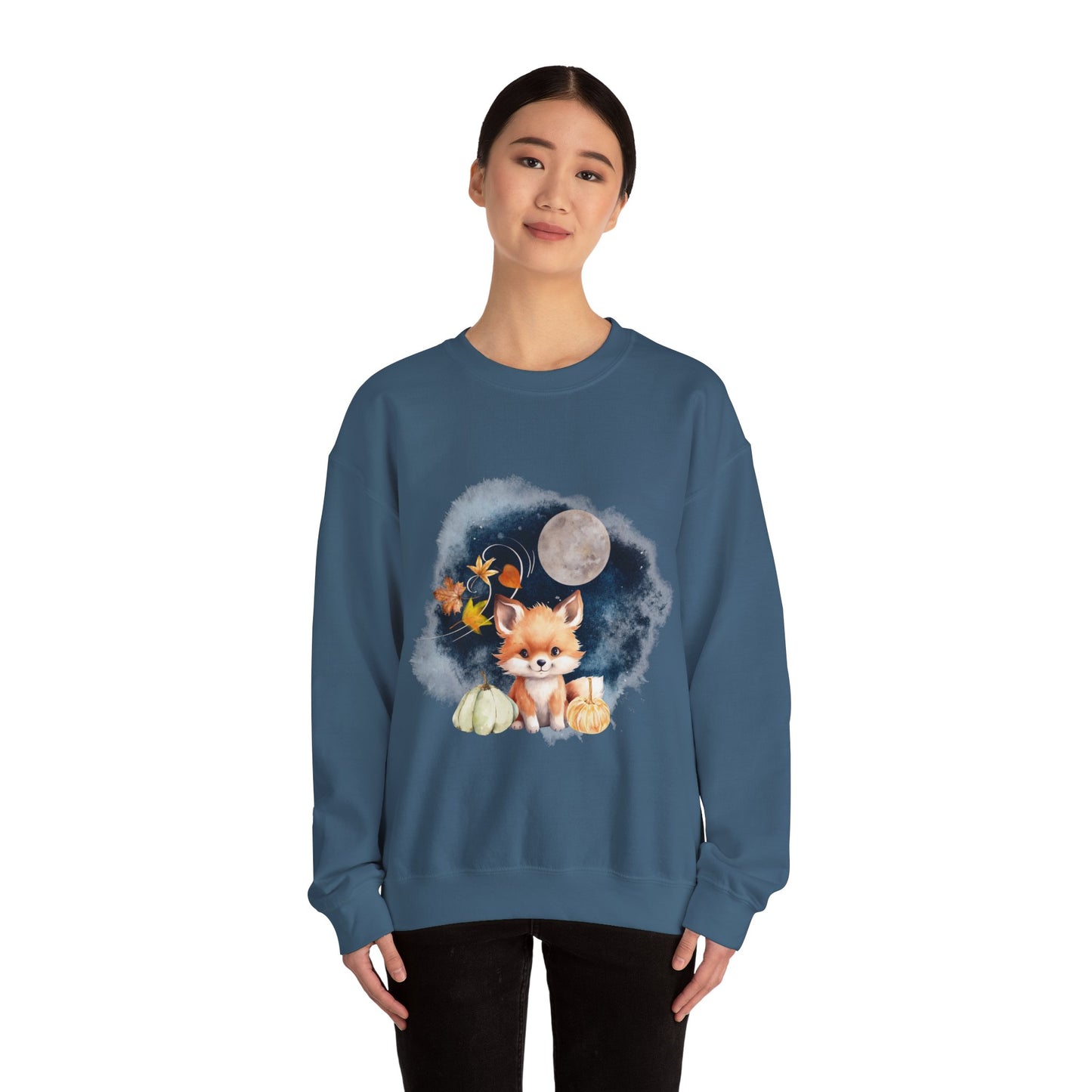 Little Fall Fox Sweatshirt, Woodland Fall Shirt, Moon Sweatshirt, Pumpkin Sweatshirt, Fox and Moon Sweatshirt, Woodland Animal Shirt