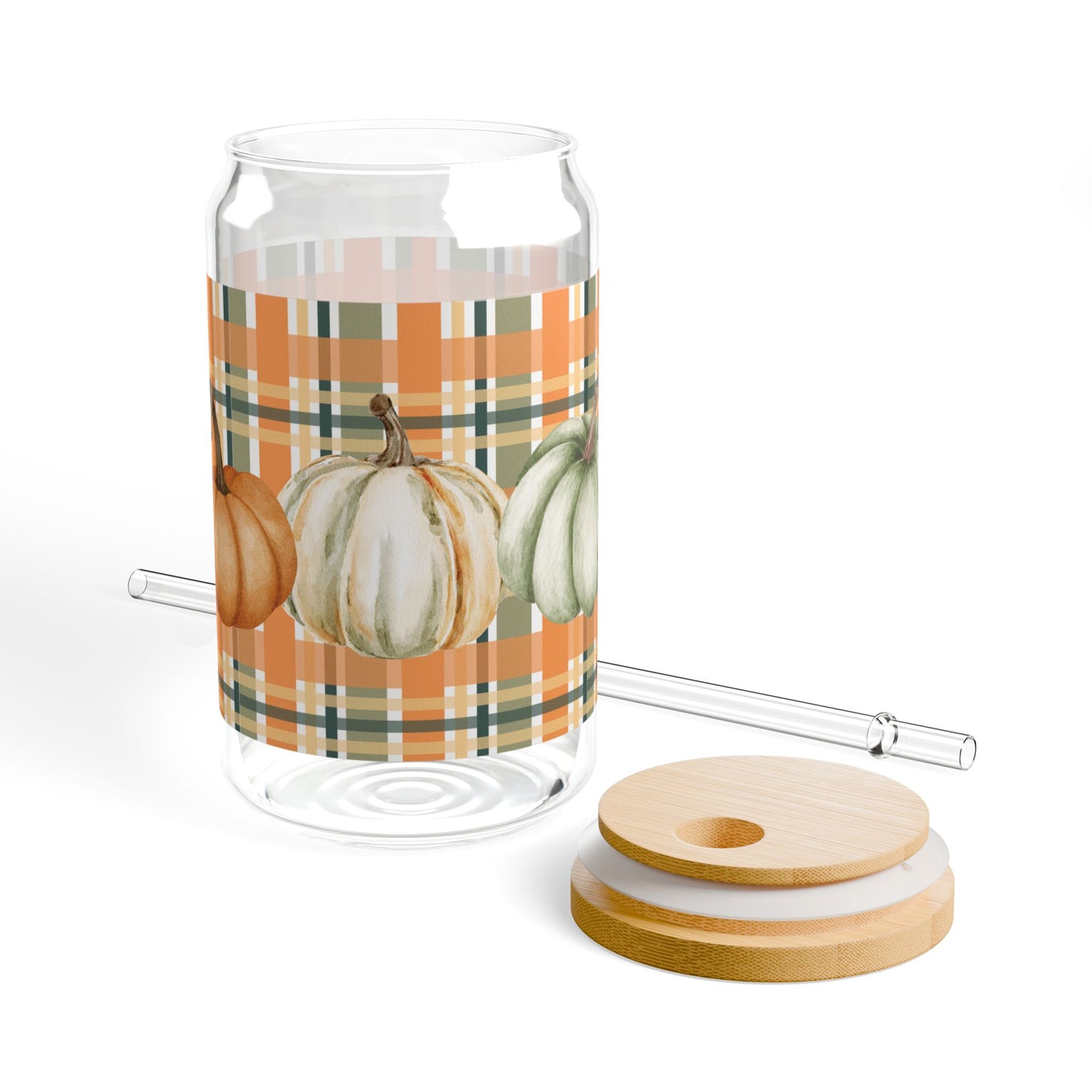 Pumpkins and Plaid Sipper Glass