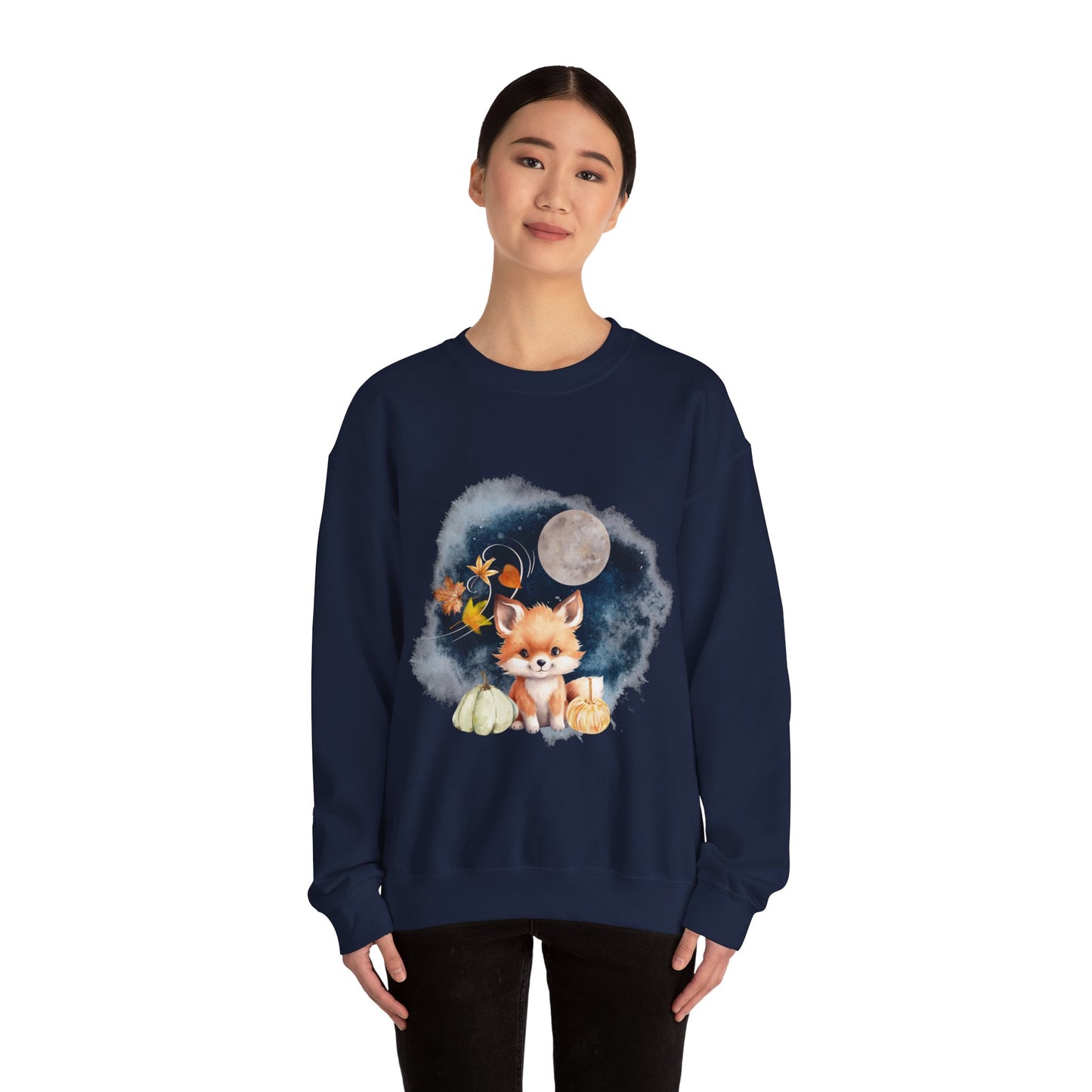 Little Fall Fox Sweatshirt, Woodland Fall Shirt, Moon Sweatshirt, Pumpkin Sweatshirt, Fox and Moon Sweatshirt, Woodland Animal Shirt