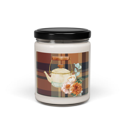 Floral Tea Kettle Cinnamon, Vanilla Soy Candle - 9oz
