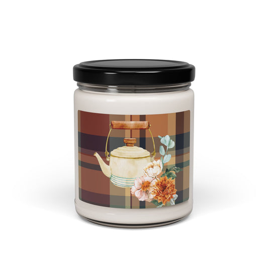 Floral Tea Kettle Cinnamon, Vanilla Soy Candle - 9oz