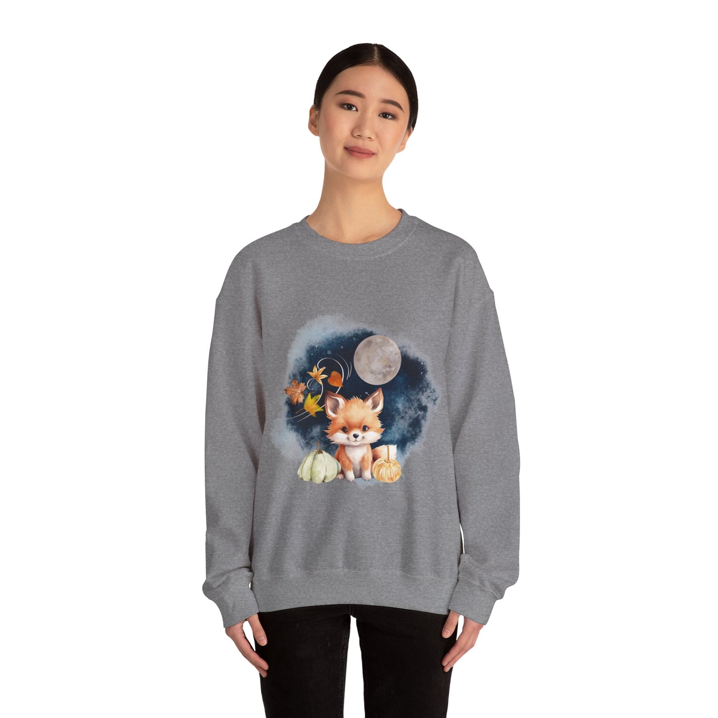 Little Fall Fox Sweatshirt, Woodland Fall Shirt, Moon Sweatshirt, Pumpkin Sweatshirt, Fox and Moon Sweatshirt, Woodland Animal Shirt