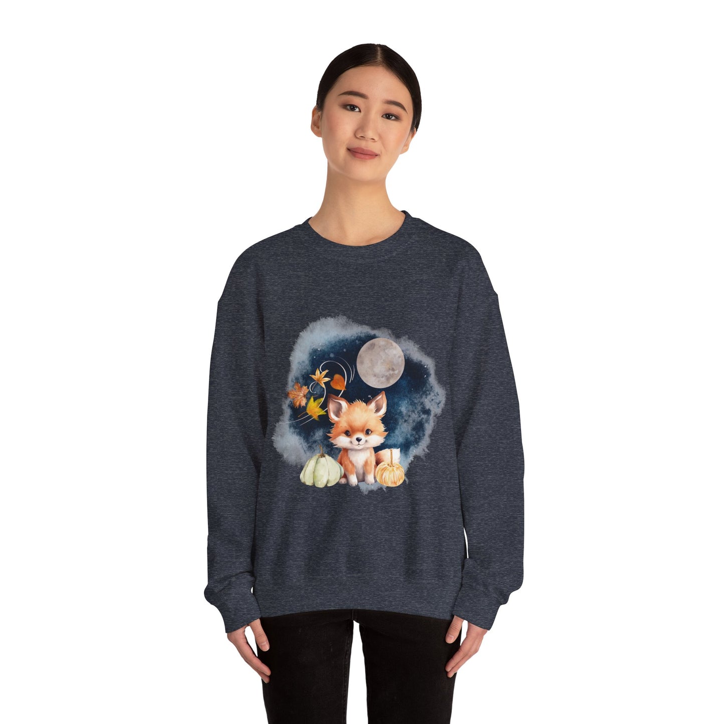 Little Fall Fox Sweatshirt, Woodland Fall Shirt, Moon Sweatshirt, Pumpkin Sweatshirt, Fox and Moon Sweatshirt, Woodland Animal Shirt