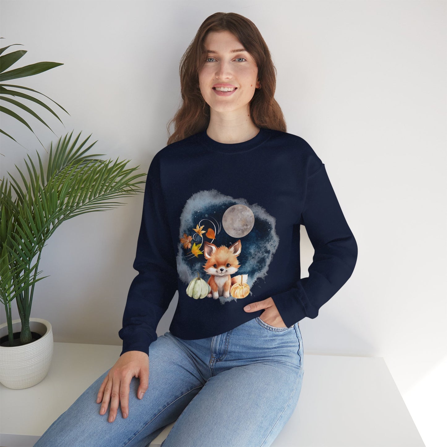 Little Fall Fox Sweatshirt, Woodland Fall Shirt, Moon Sweatshirt, Pumpkin Sweatshirt, Fox and Moon Sweatshirt, Woodland Animal Shirt