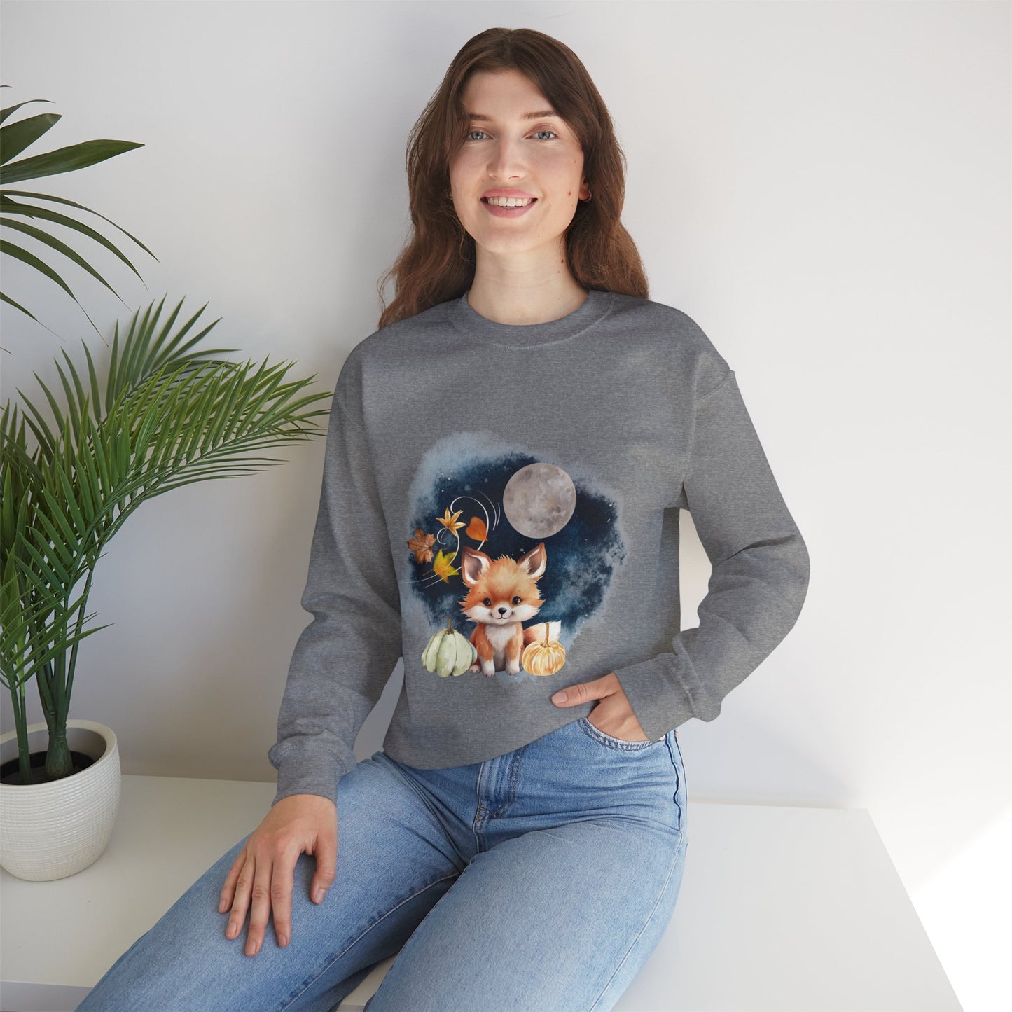 Little Fall Fox Sweatshirt, Woodland Fall Shirt, Moon Sweatshirt, Pumpkin Sweatshirt, Fox and Moon Sweatshirt, Woodland Animal Shirt