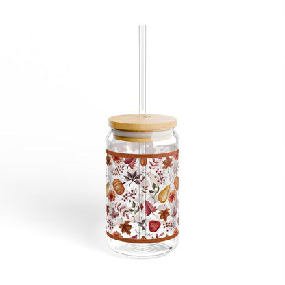 Fall Pumpkins and Leaves Sipper Glass