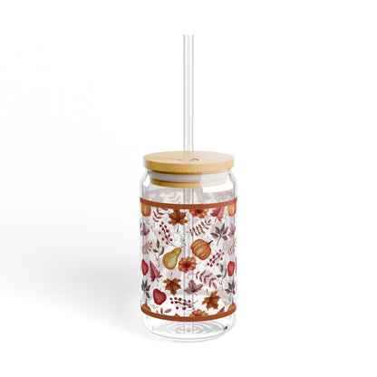 Fall Pumpkins and Leaves Sipper Glass